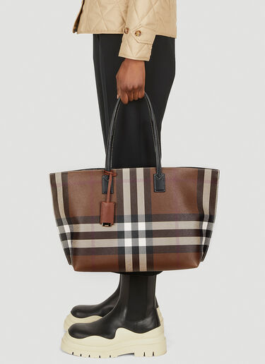 Burberry Check E-Canvas Tote Bag Brown bur0248051