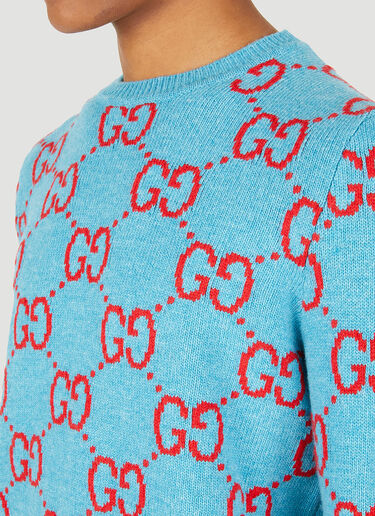 Gucci GG Jacquard Sweater Light Blue guc0147035