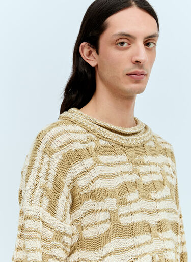 Bottega Veneta Distorted Stripe Knit Sweater Beige bov0156007