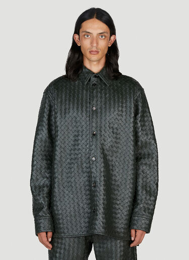 Bottega Veneta Intrecciato Leather Shirt Green bov0153008