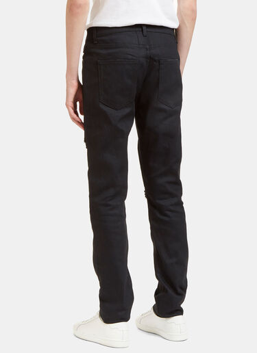 Saint Laurent Destroyed Studded Leather Patch Jeans Black sla0128016