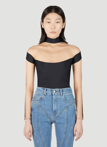 Mugler 컷아웃 일루전 바디슈트 블랙 mug0251030