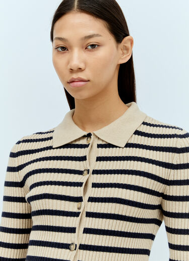 A.P.C. Stripe Cashmere-Blend Cardigan Beige apc0255005