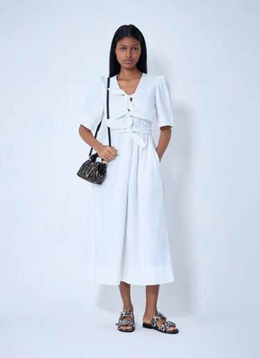 GANNI Tie-Strap Dress White gan0263030