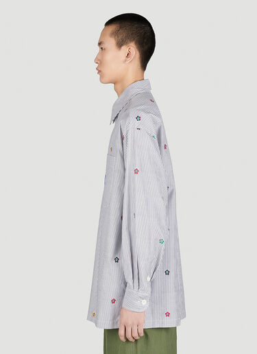 Kenzo Embroidered Oversized Striped Shirt Grey knz0154009
