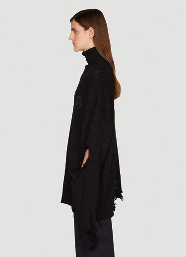 Balenciaga Destroyed Roll Neck Sweater Black bal0248055