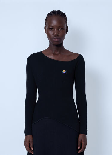 LN-CC® - Vivienne Westwood: Orgy Asymmetric Off-Shoulder T-Shirt - Black Vivienne Westwood Orgy Asymmetric Off-Shoulder T-Shirt Black vvw0266008