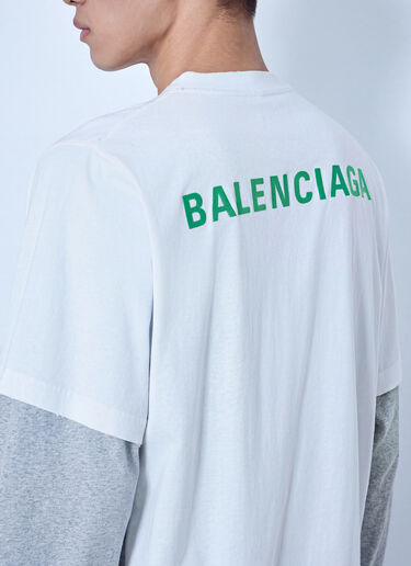 LN-CC® - Balenciaga: Hybrid Double T-Shirt - White Balenciaga Hybrid Double T-Shirt White bal0166011