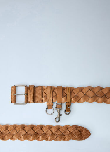 Miu Miu Braided Leather Belt with Hook Attachments Brown miu0264110