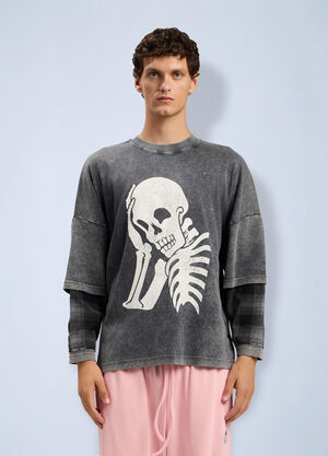 Palm Angels Skull Double Long-Sleeved T-Shirt Grey pma0164067