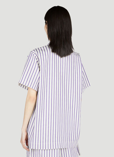 Tekla Lido Stripe Short Sleeve Pyjama Shirt Purple tek0353017