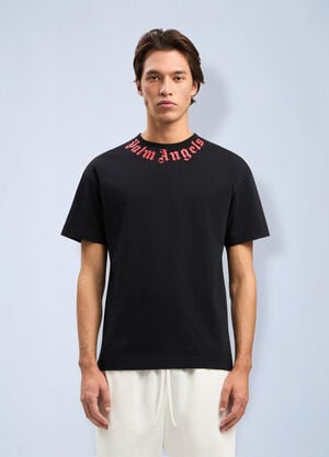 Palm Angels Neck Logo T-Shirt Black pma0164269