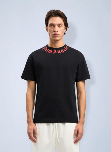 LN-CC® - Palm Angels: Neck Logo T-Shirt - Black Palm Angels Neck Logo T-Shirt Black pma0164269