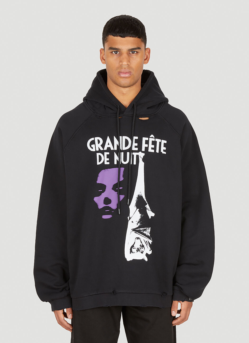 Raf Simons Men s Grand Fete de Nuit Hooded Sweatshirt in Black