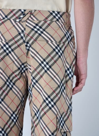 Burberry Check Linen-Blend Pants Beige bur0159017