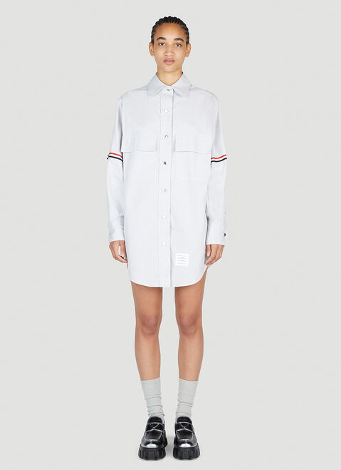 Thom Browne Signature Stripe Shirt Dress Grey thb0252001