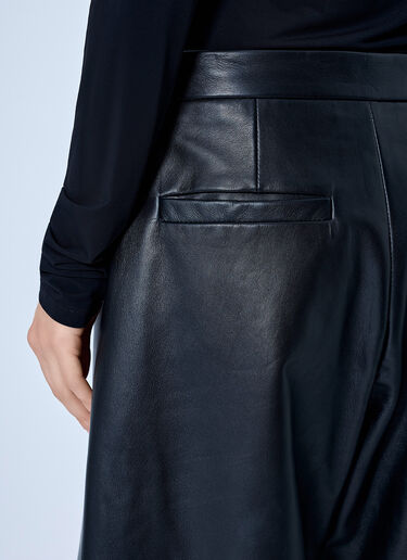 LN-CC® - Sportmax: Wide-Leg Leather Trousers - Black Sportmax Wide-Leg Leather Trousers Black spx0265009