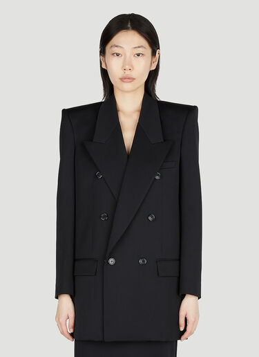 Saint Laurent Structured Double Breasted Blazer Black sla0252010