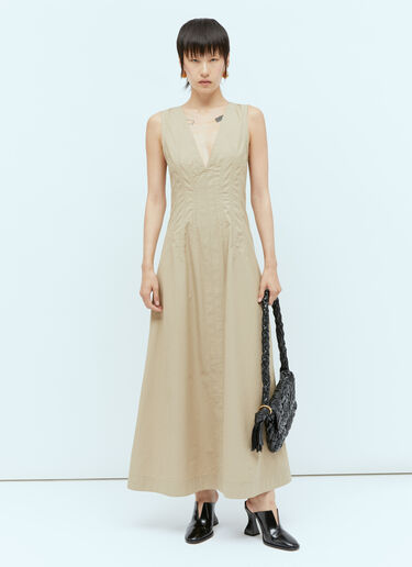 Bottega Veneta V Neck Maxi Dress Beige bov0256032