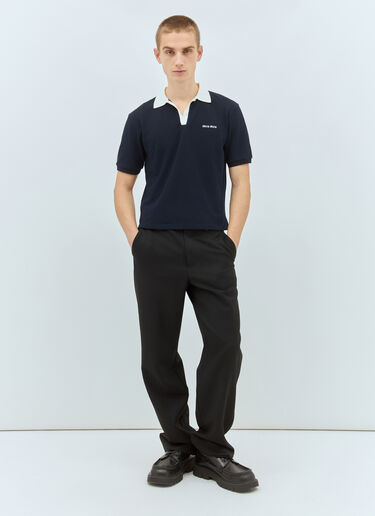 Miu Miu Logo Embroidery Polo Shirt Navy miu0359004