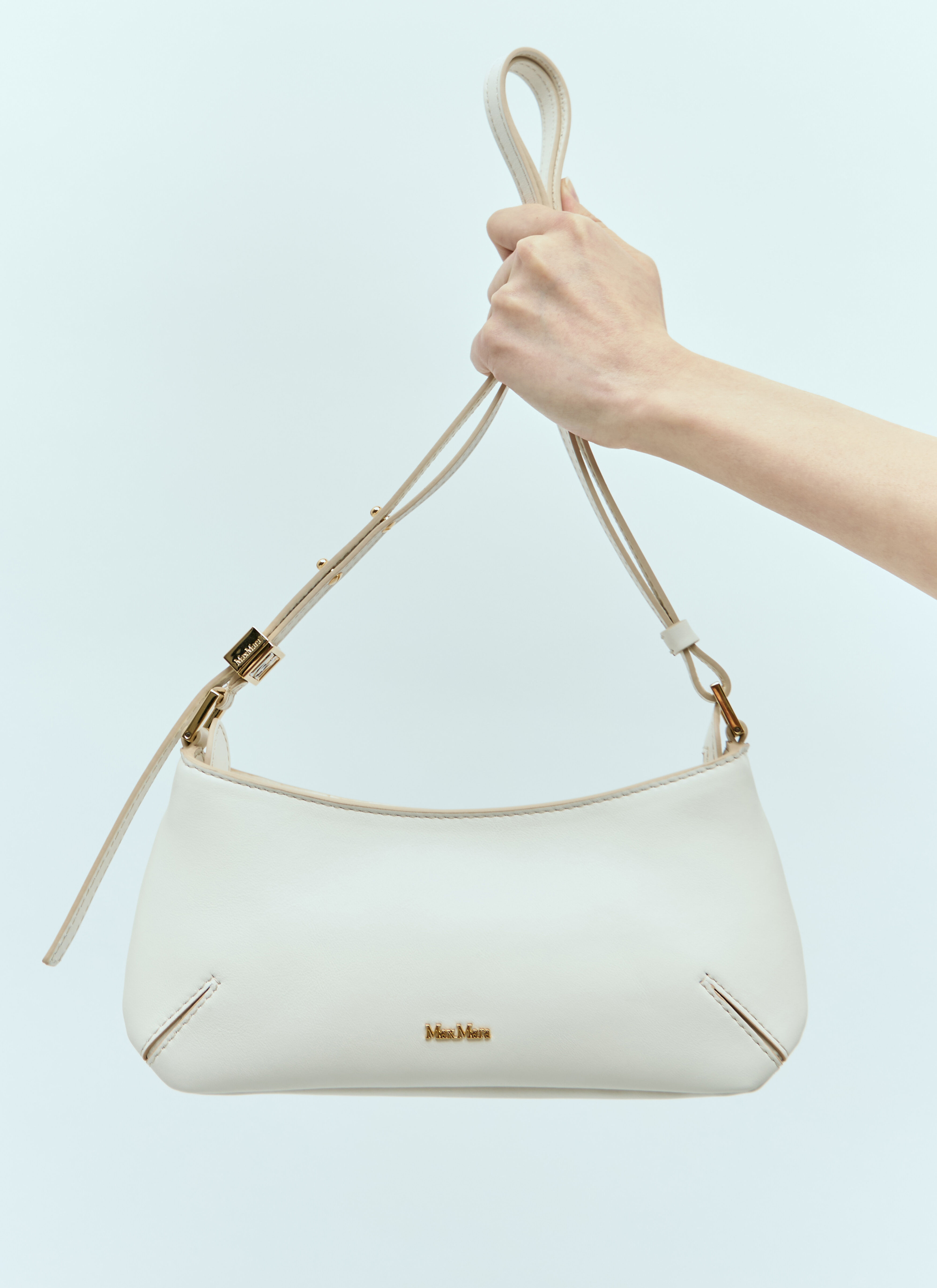 Max Mara Women s Leather Daisy Baguette Shoulder Bag in White LN CC