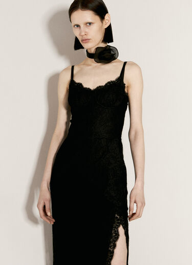 Dolce & Gabbana 缎面和欧根纱花朵颈链 黑色 dol0256005