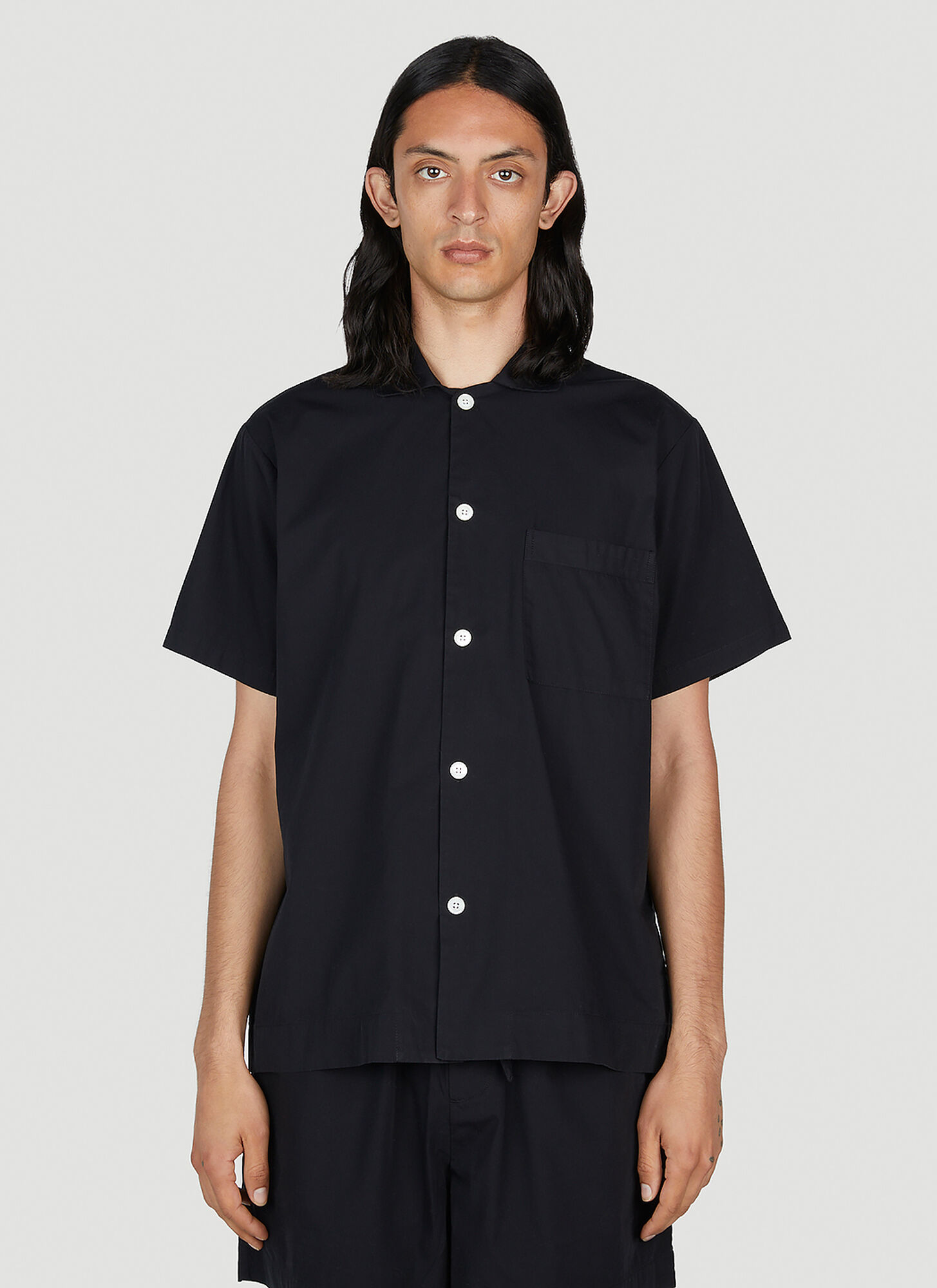 Tekla Classic Short Sleeve Pyjama Shirt Unisex Black