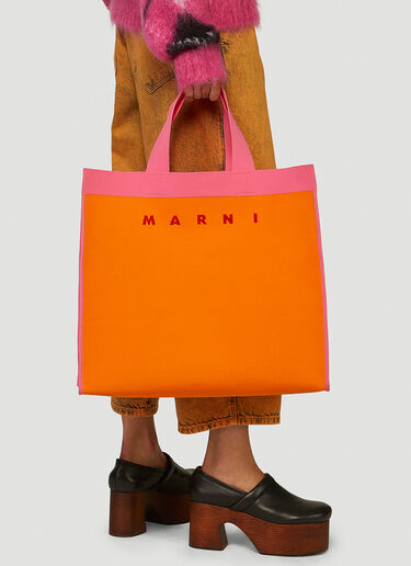 Marni Canvas Shopping Tote Bag Orange mni0247060
