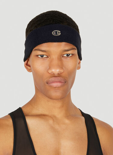 Rick Owens x Champion 로고 패치 헤드밴드 블랙 roc0148021
