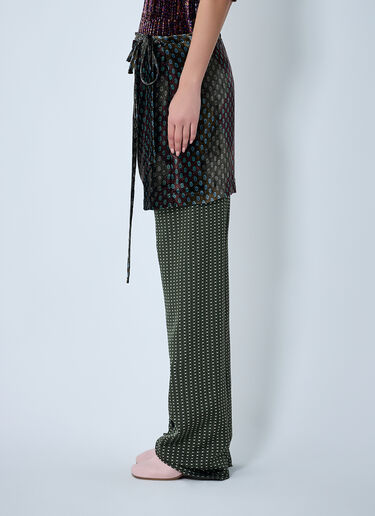 Dries Van Noten Printed Pants With Contrast Overlay Khaki dvn0262027