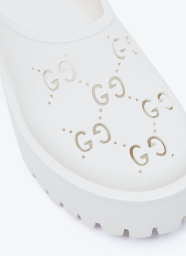 Gucci Perforated G Platform Mules White guc0253110