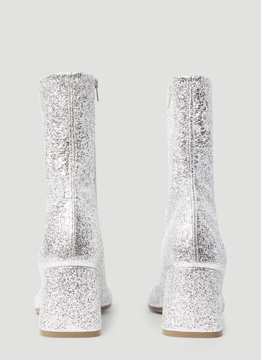 Dries Van Noten Glitter Block Heel Boots Silver dvn0255004