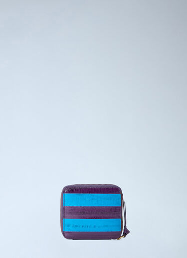 LN-CC® - Dries Van Noten: Striped Leather Wallet - Blue Dries Van Noten Striped Leather Wallet Blue dvn0264043