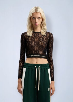 Palm Angels Classic Logo Lace Top Black pma0262113