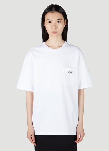 Prada 徽标铭牌 T 恤 白色 pra0252011