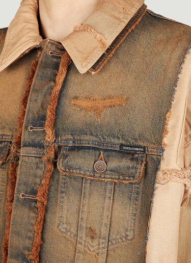 Dolce & Gabbana Distressed Denim Jacket Brown dol0152005