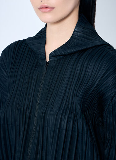 Pleats Please Issey Miyake 후드 주름 집업 탑  블랙 plp0259022