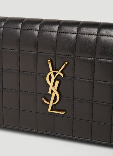 Saint Laurent Cassandre Matelassé Carré Chain Wallet Black sla0252083