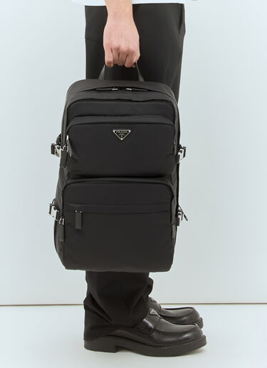 Prada Re-Nylon And Saffiano Leather Backpack Black pra0159013