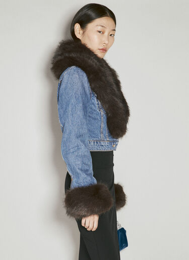 Alexander Wang Faux-Fur Collar Denim Jacket Blue awg0254009