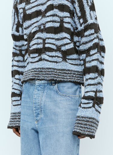 Bottega Veneta Distorted Stripe Cotton Sweater Blue bov0156006