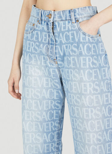 Versace Monogram Straight-Leg Jeans Blue vrs0251017