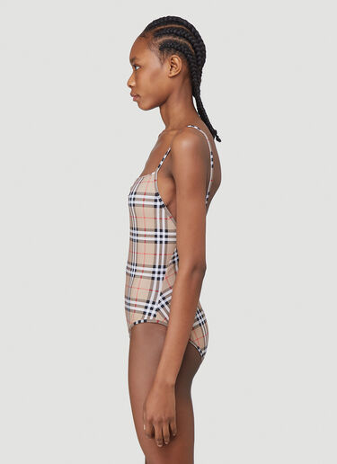 Burberry Check Swimsuit Beige bur0239020