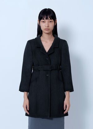 Miu Miu Single-Breasted Double Wool Coat Dark Grey miu0266124