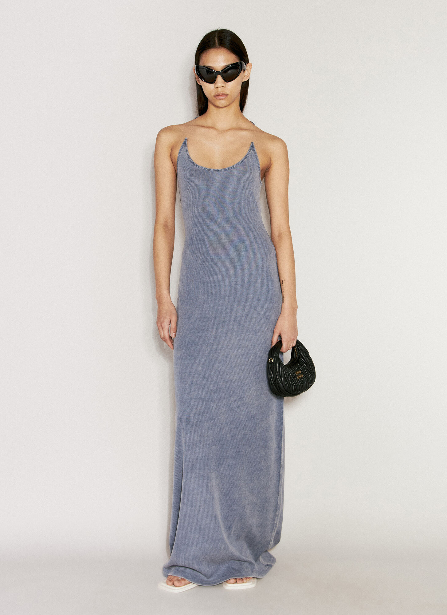 Shop Y/project Invisible Strap Maxi Dress In Blue