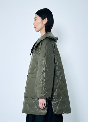 GANNI Shiny Quilt Jacket Green gan0259023