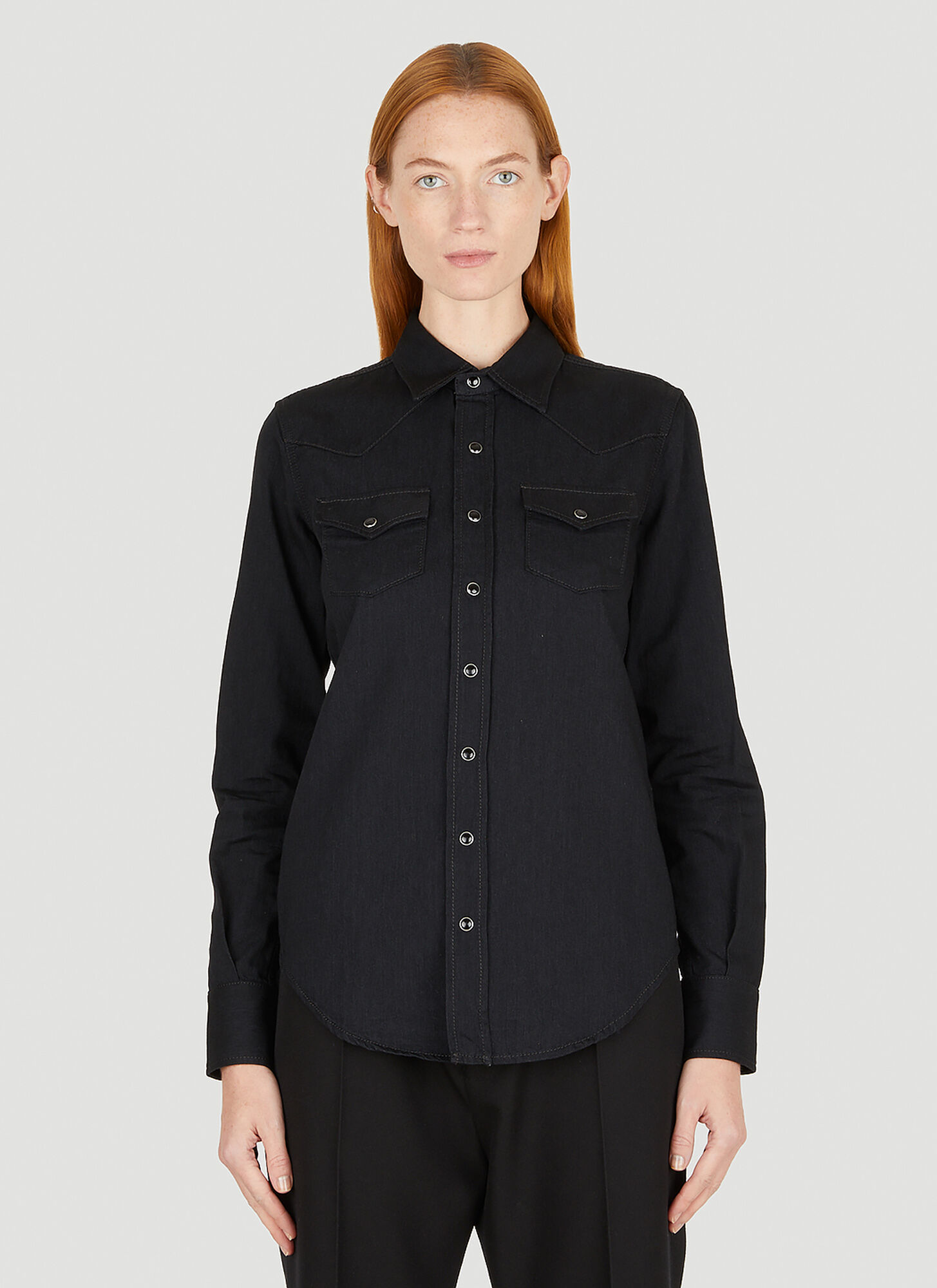 Saint Laurent Classic Western Shirt Female Black | ModeSens