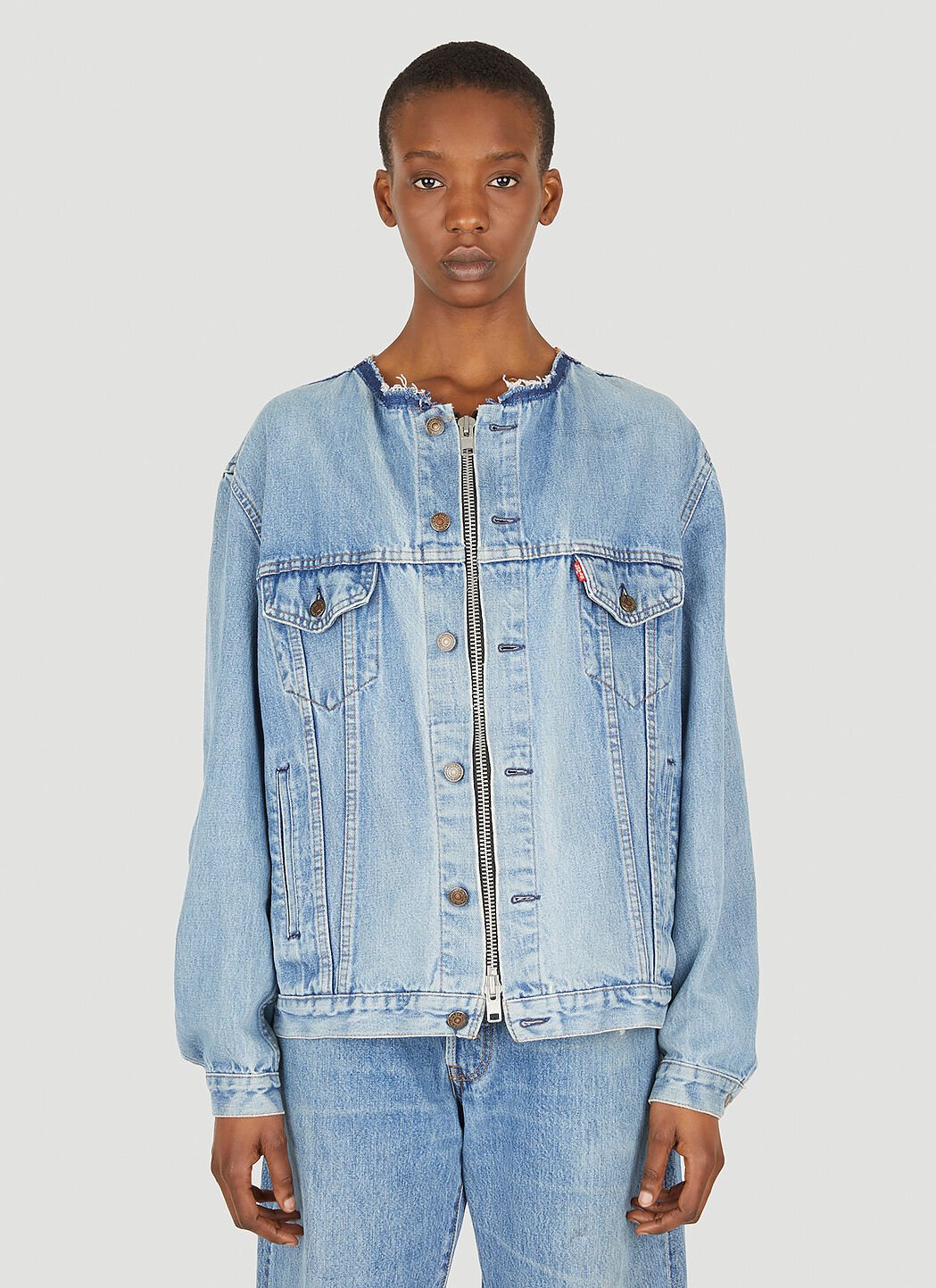 Bleached denim jacket discount