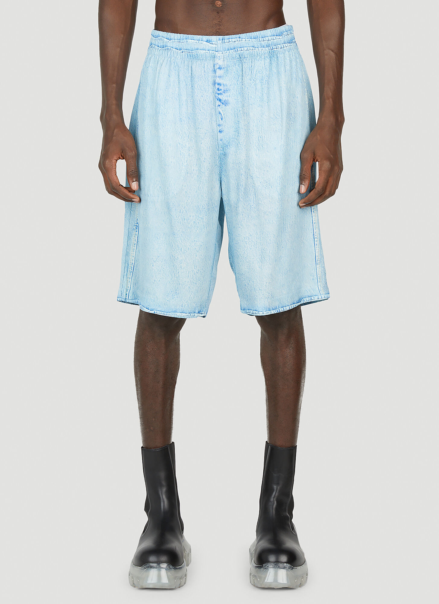 Shop Diesel P-feng Denim Shorts In Light Blue