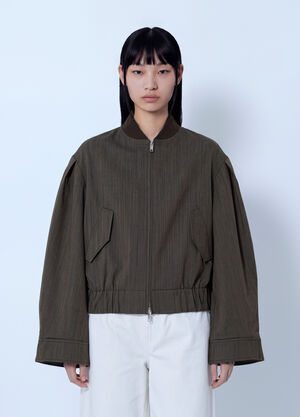 GANNI Light Wool Melange Boxy Jacket Brown gan0265044